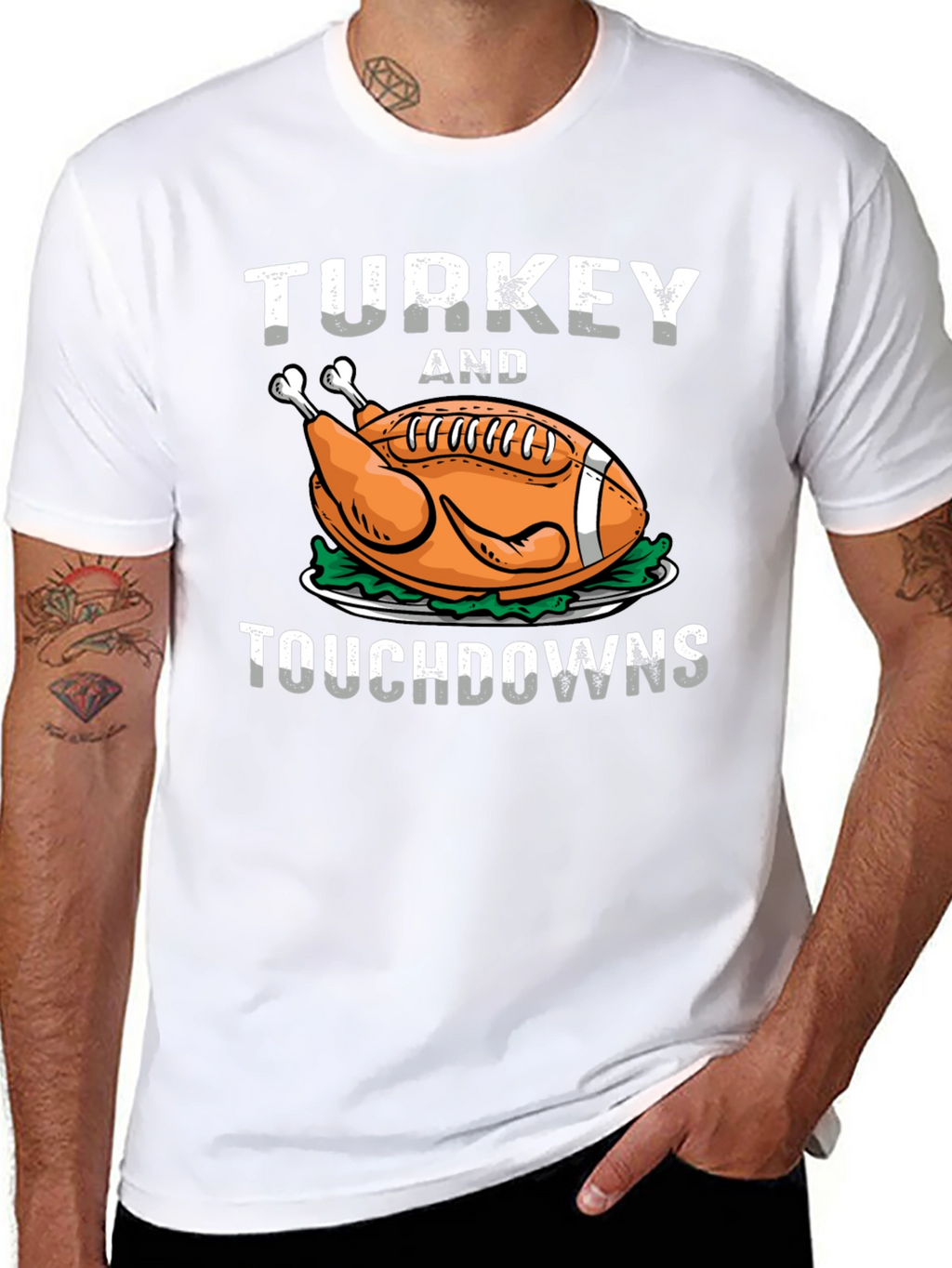 Turkey and Touchdowns T-Shirt - Football Thanksgiving