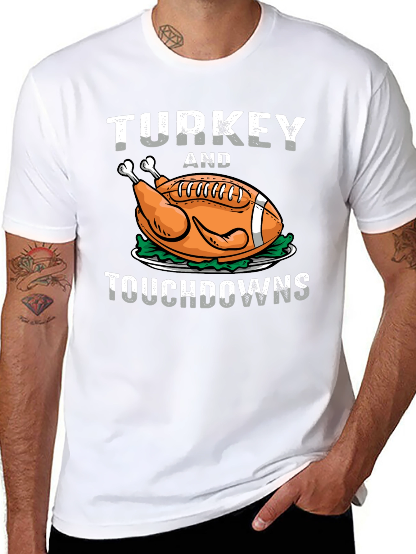 Turkey and Touchdowns T-Shirt - Football Thanksgiving