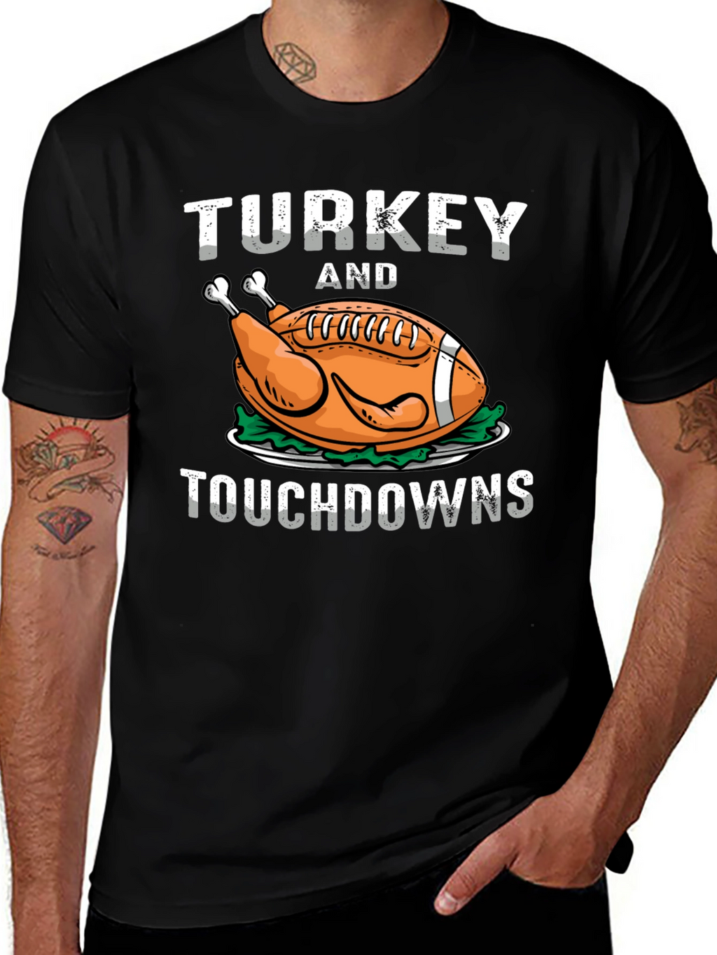Turkey and Touchdowns T-Shirt - Football Thanksgiving