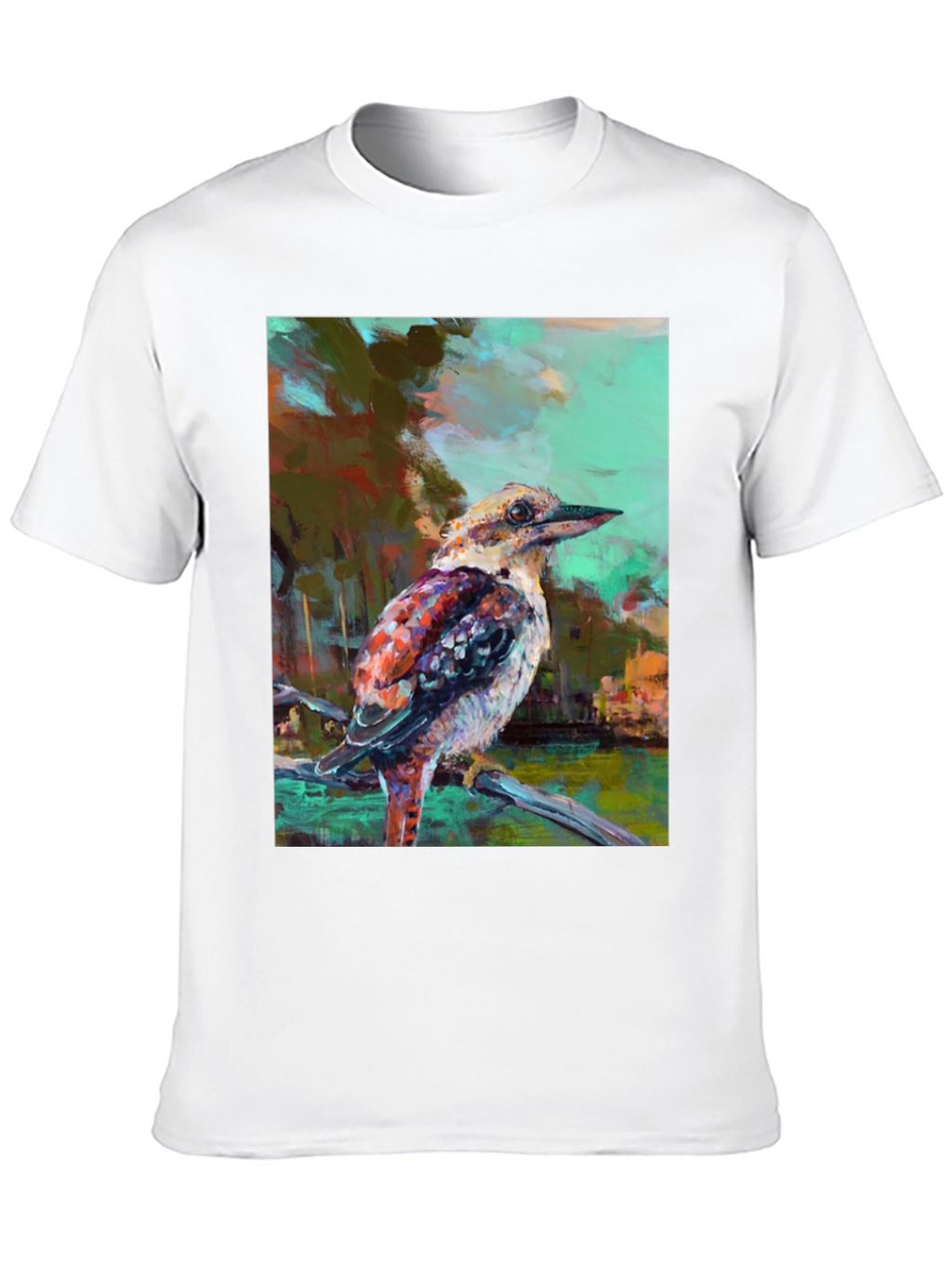 Kookaburra Art Print Black T-Shirt