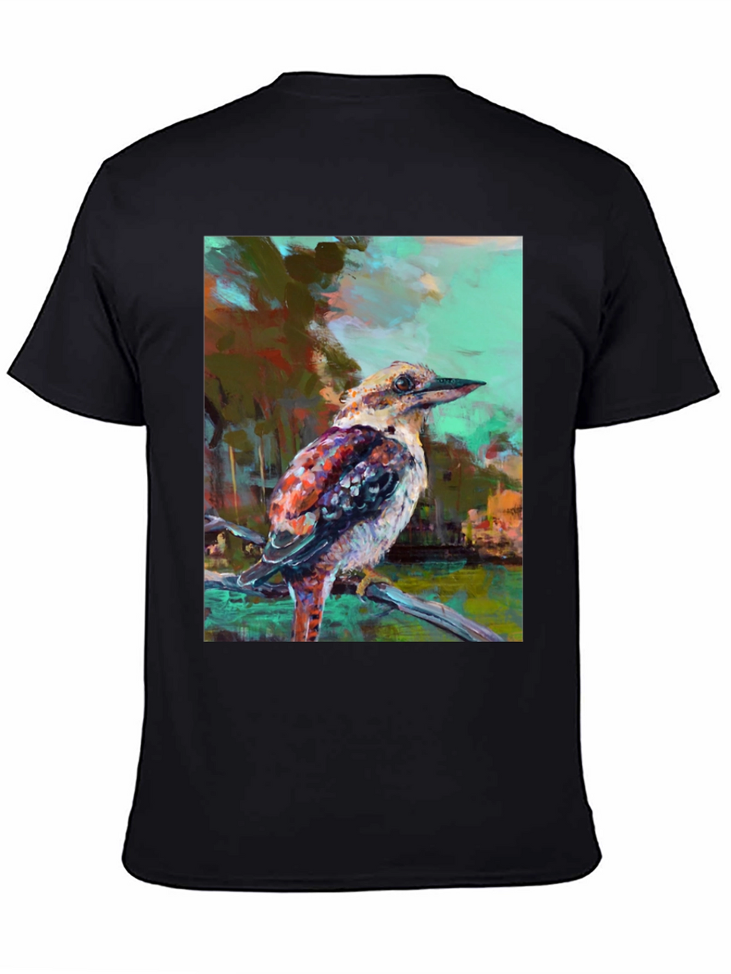 Kookaburra Art Print Black T-Shirt