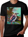 Kookaburra Art Print Black T-Shirt