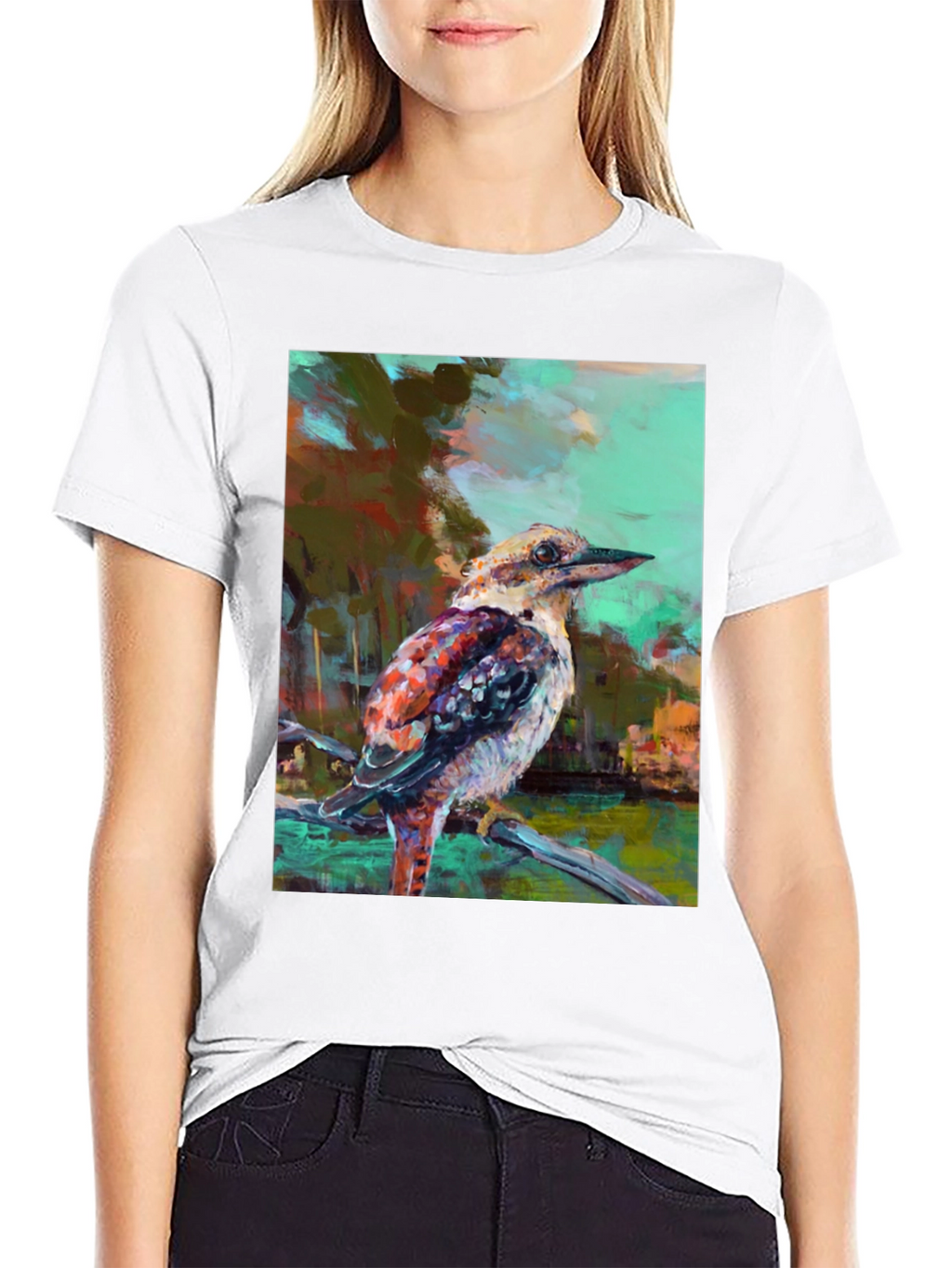 Kookaburra Art Print Black T-Shirt