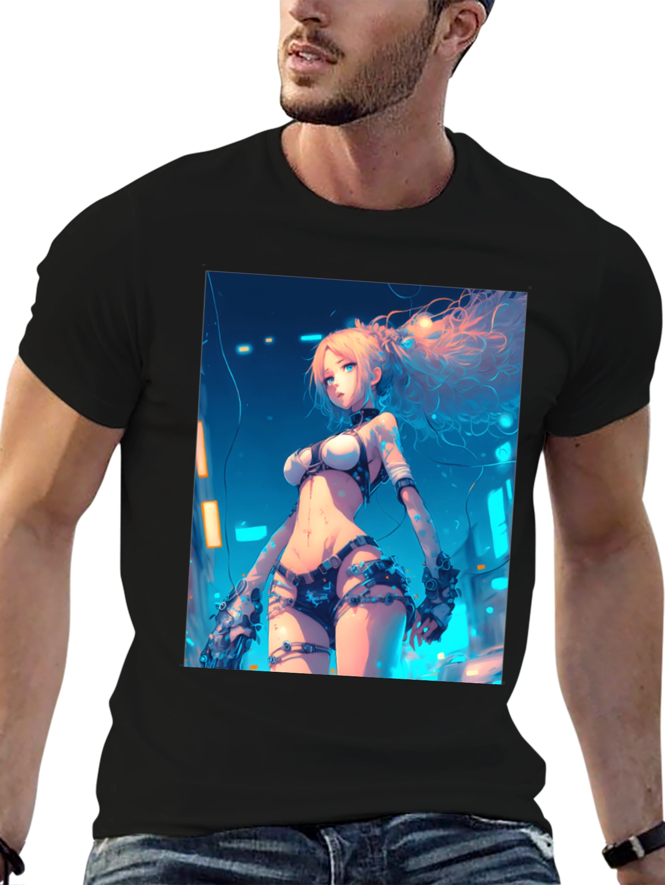 Anime Girl Graphic Black T-Shirt