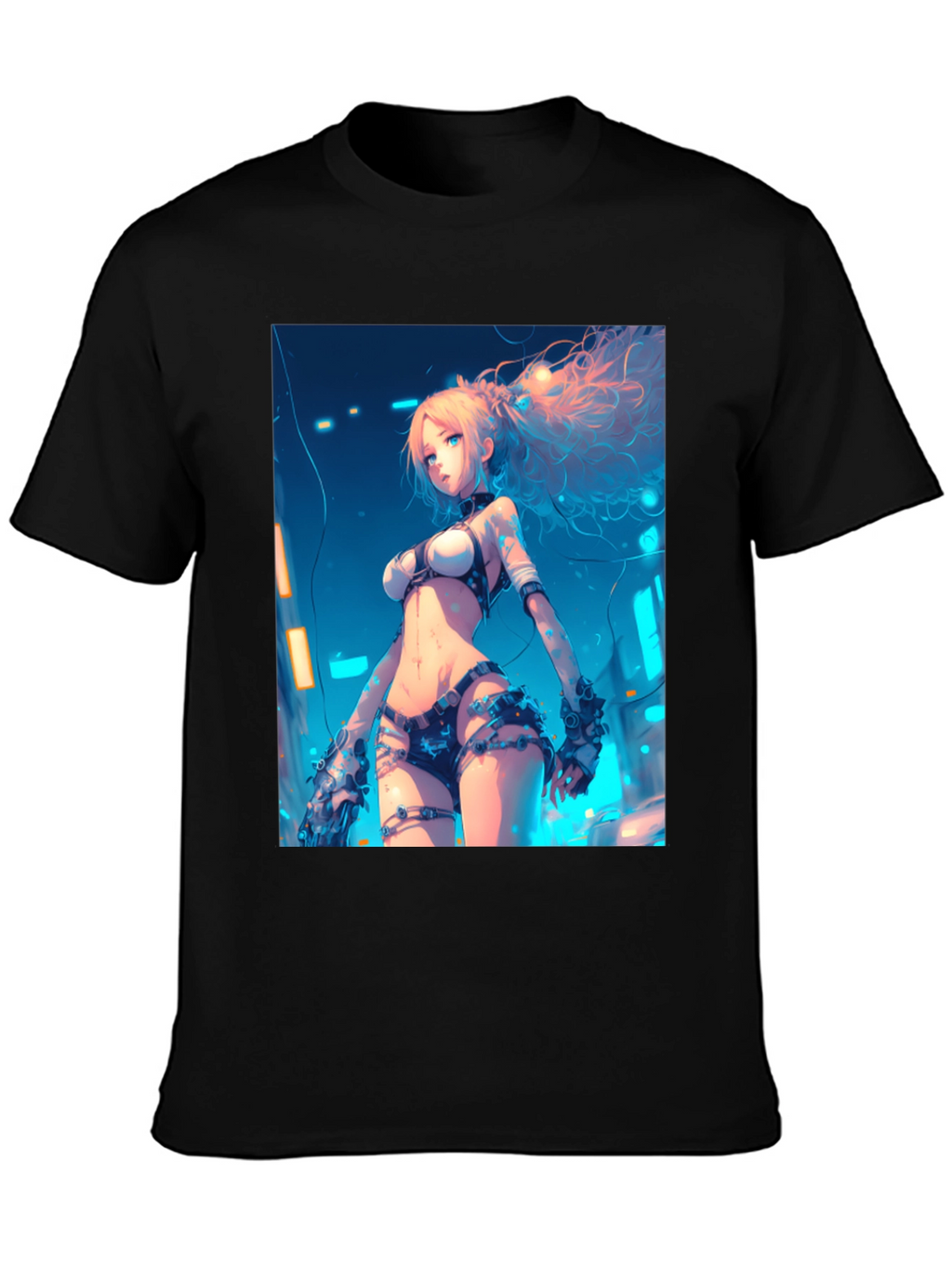 Anime Girl Graphic Black T-Shirt