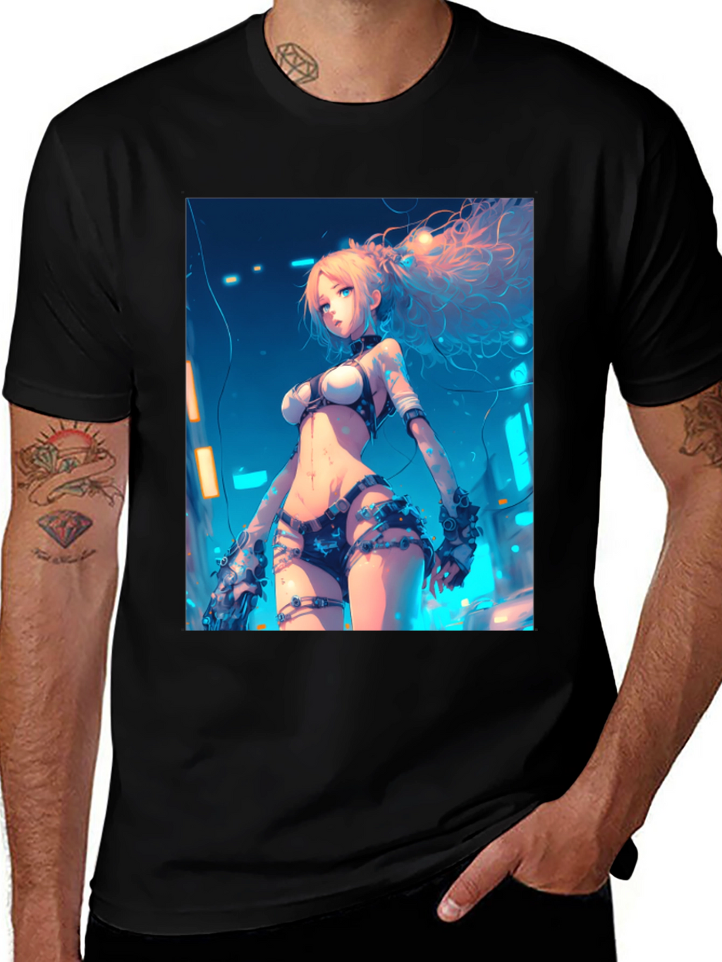 Anime Girl Graphic Black T-Shirt