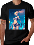 Anime Girl Graphic Black T-Shirt