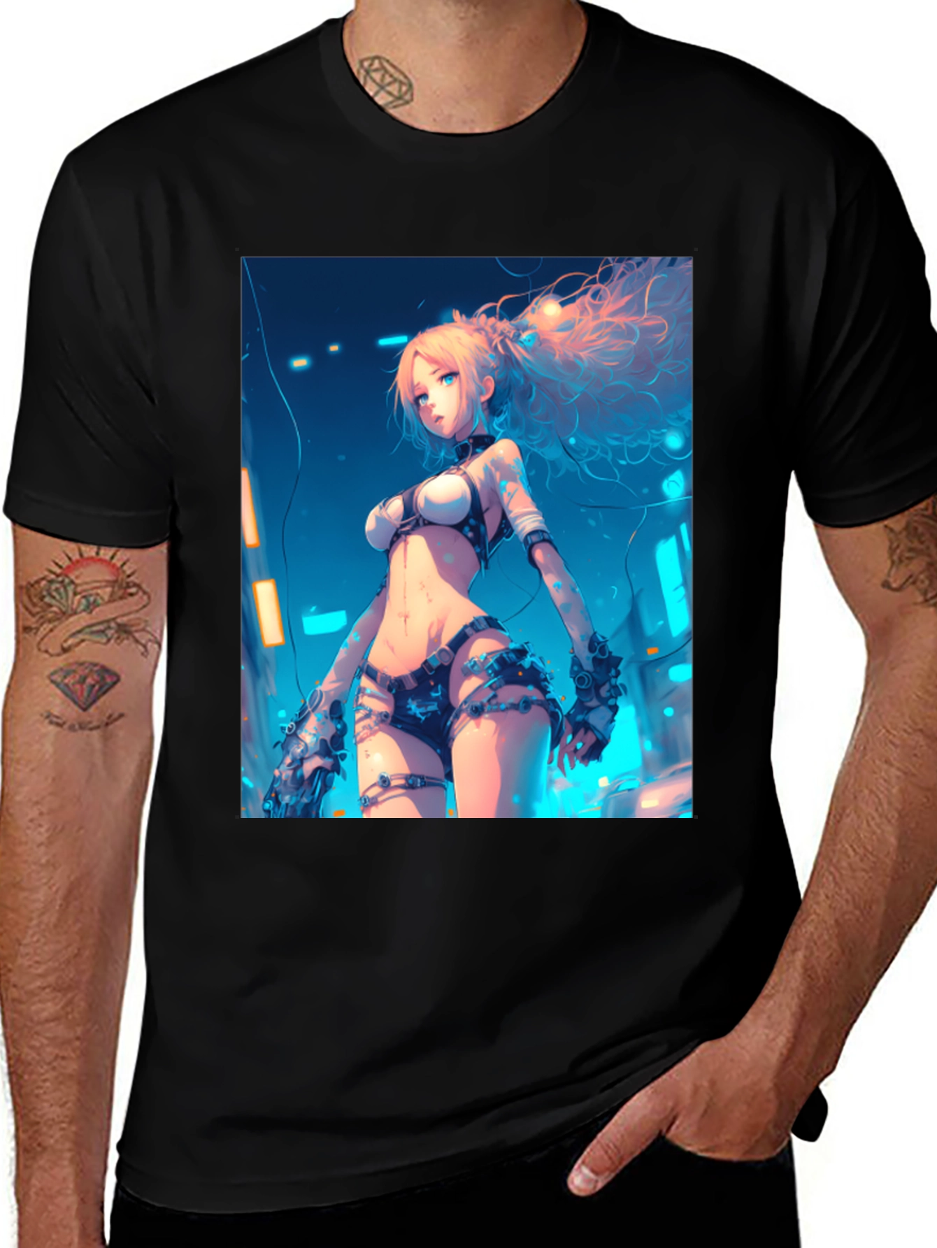 Anime Girl Graphic Black T-Shirt