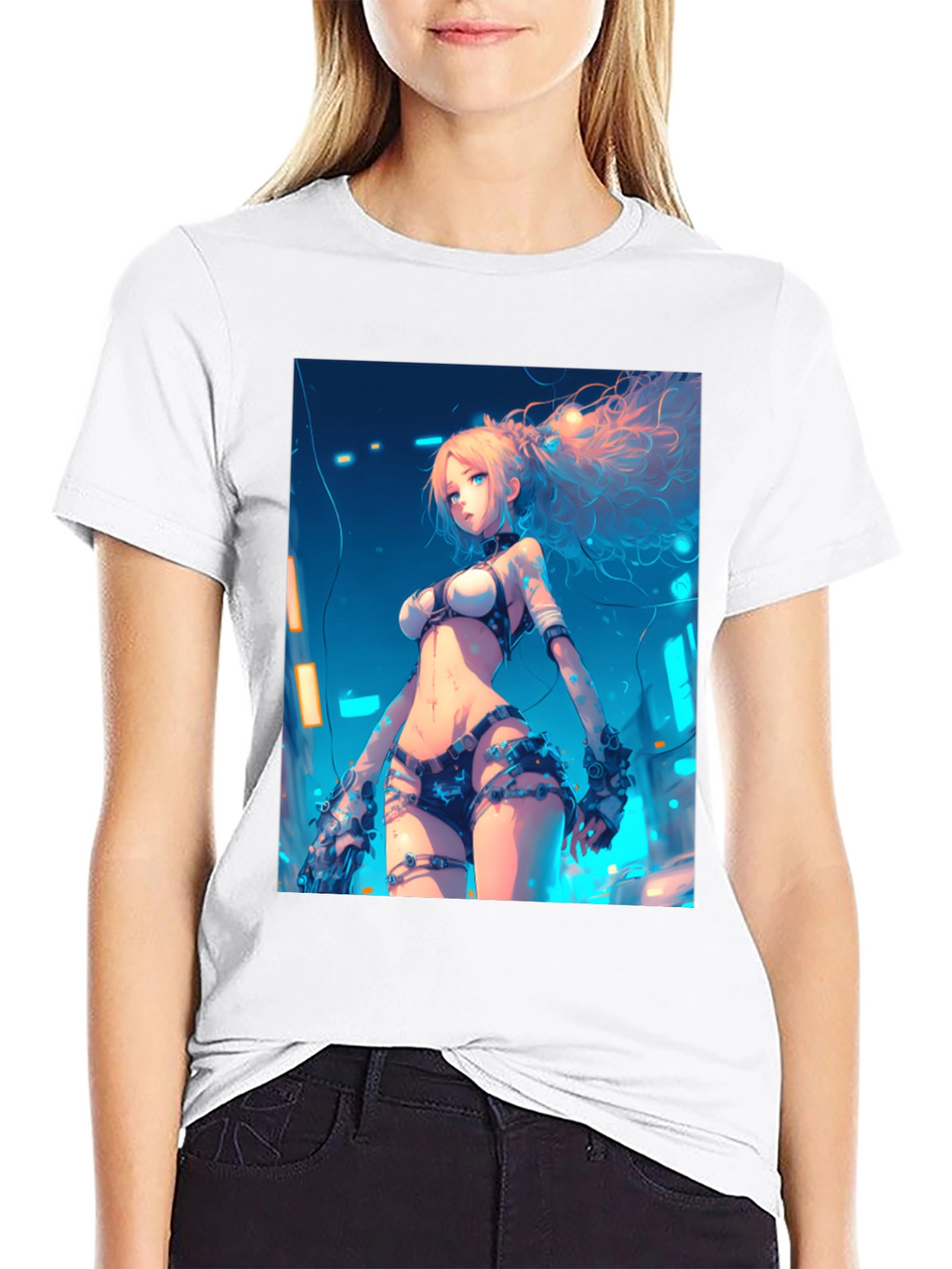 Anime Girl Graphic Black T-Shirt