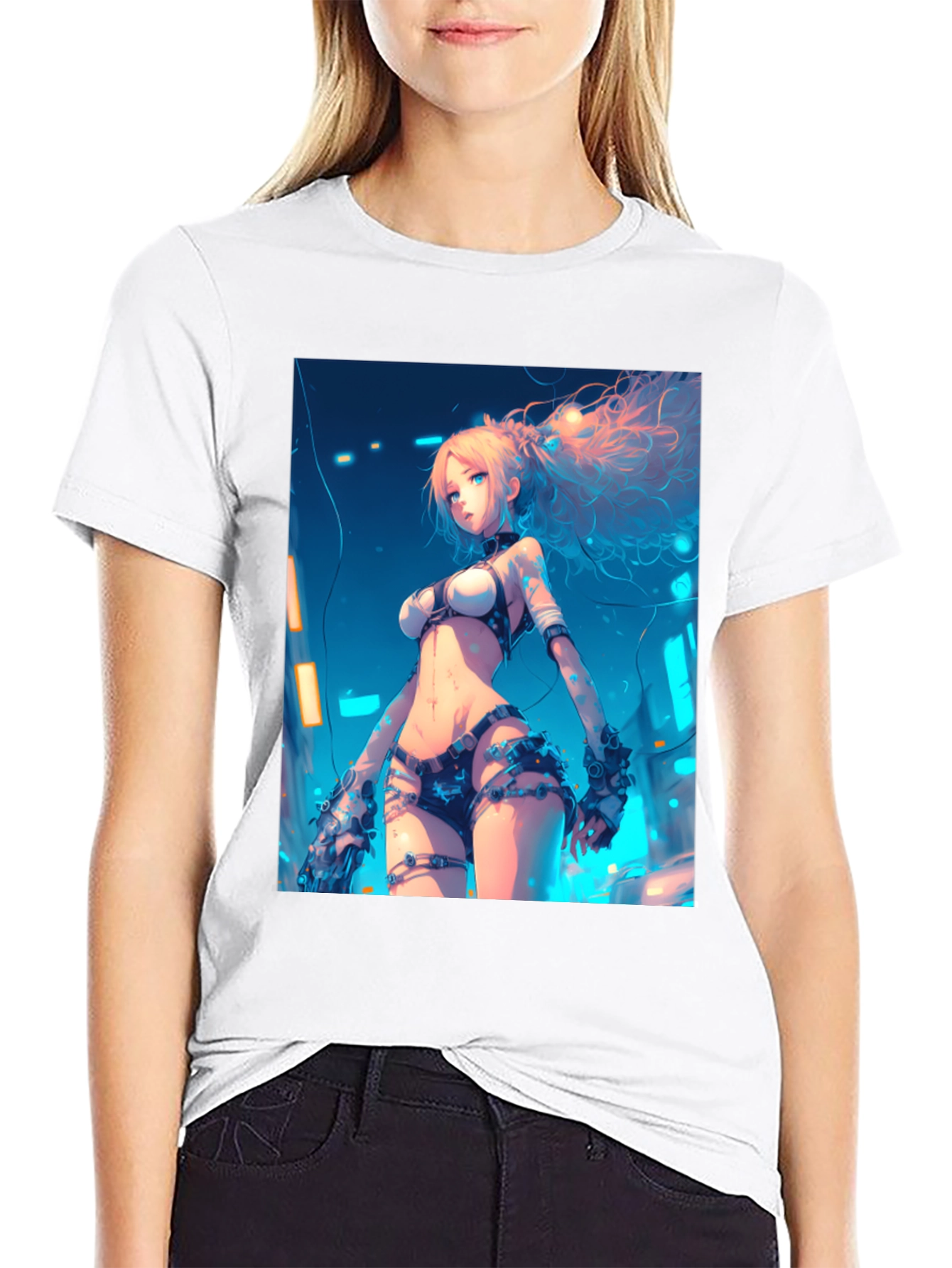 Anime Girl Graphic Black T-Shirt