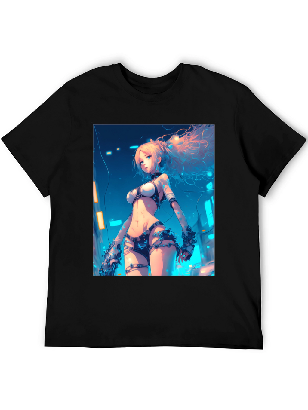 Anime Girl Graphic Black T-Shirt