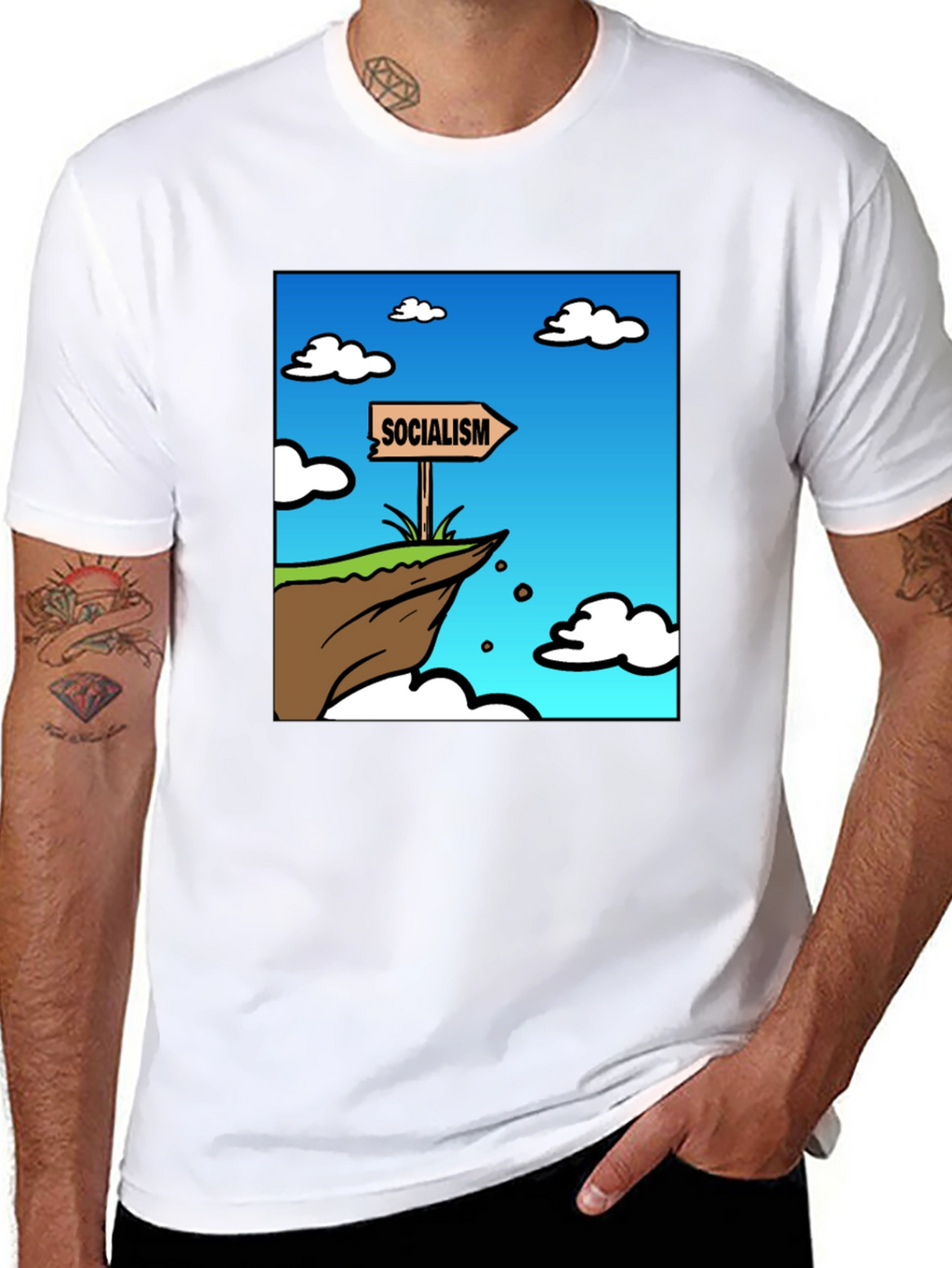 Socialism Cliff Edge Graphic Tee - Mens Black T-Shirt