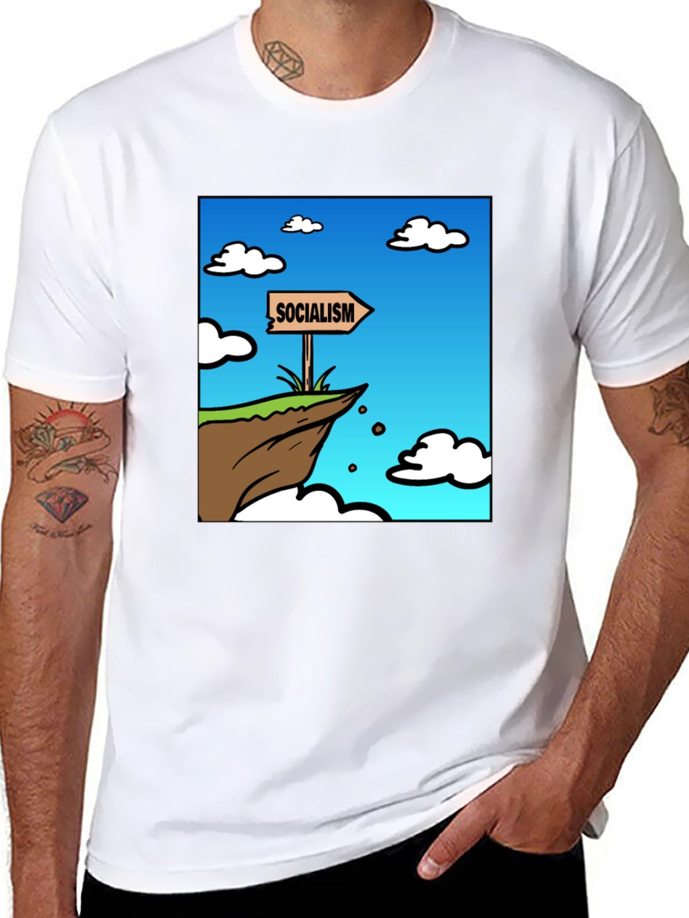 Socialism Cliff Edge Graphic Tee - Mens Black T-Shirt