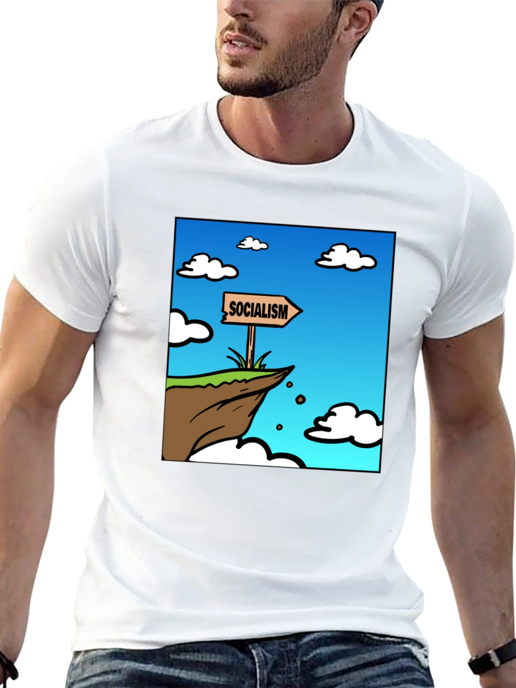 Socialism Cliff Edge Graphic Tee - Mens Black T-Shirt