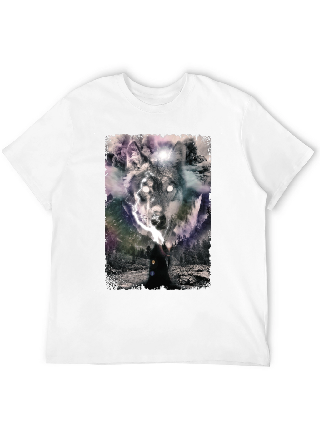 Wolf Graphic Print Mens Black T-Shirt