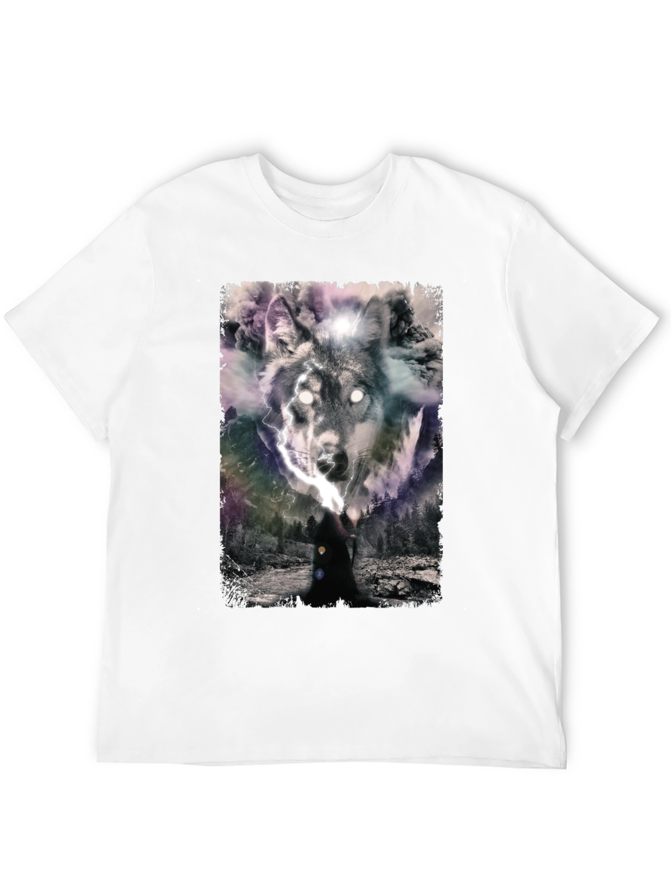 Wolf Graphic Print Mens Black T-Shirt