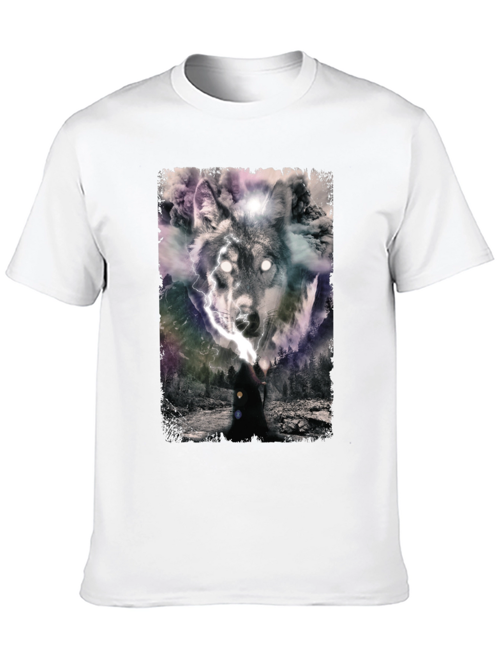Wolf Graphic Print Mens Black T-Shirt