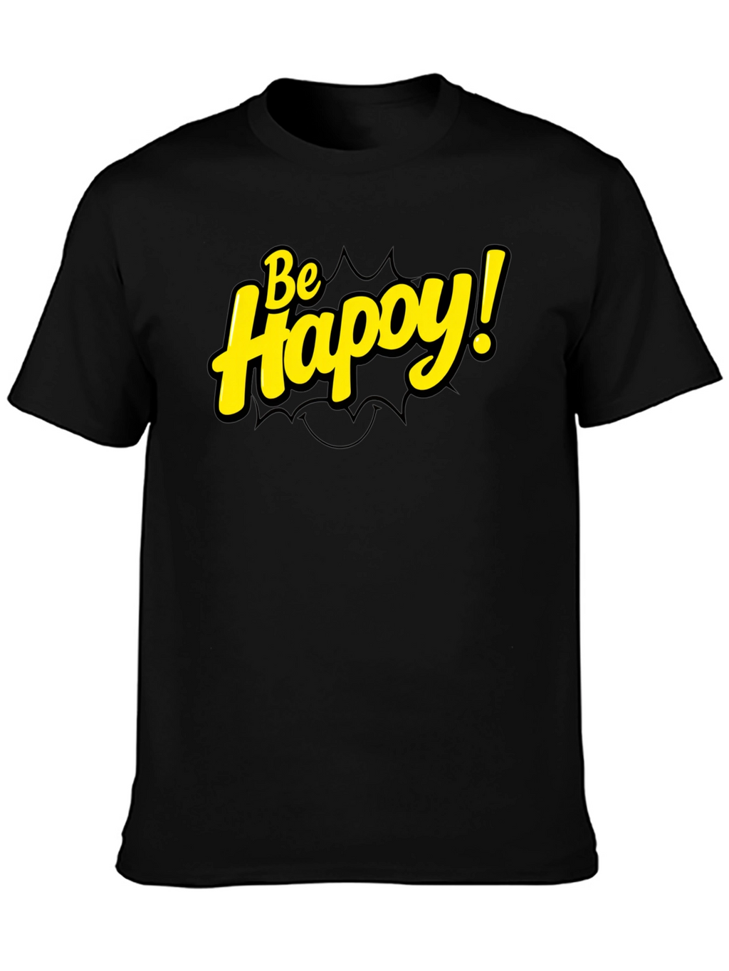 Be Happy! Black Graphic Tee