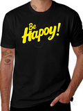 Be Happy! Black Graphic Tee