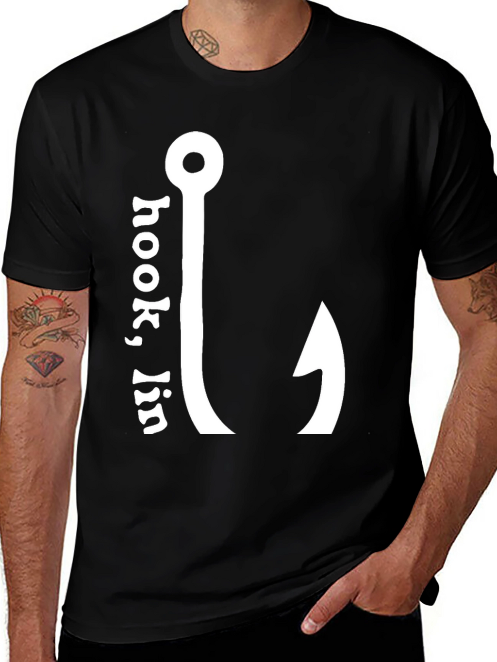Hook Em In Fishing T-Shirt - Black