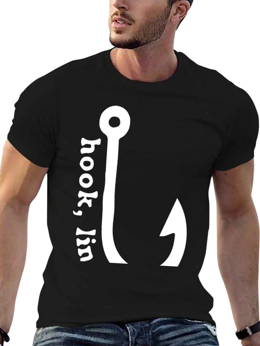Hook Em In Fishing T-Shirt - Black