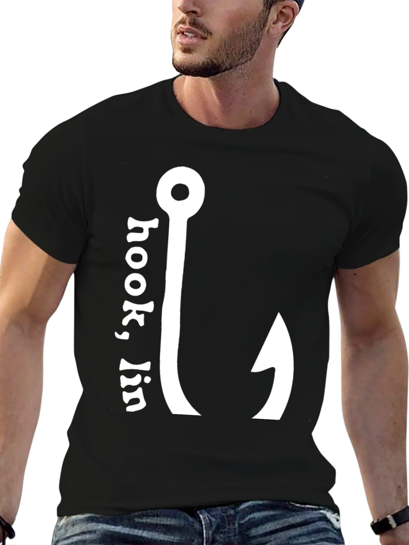 Hook Em In Fishing T-Shirt - Black