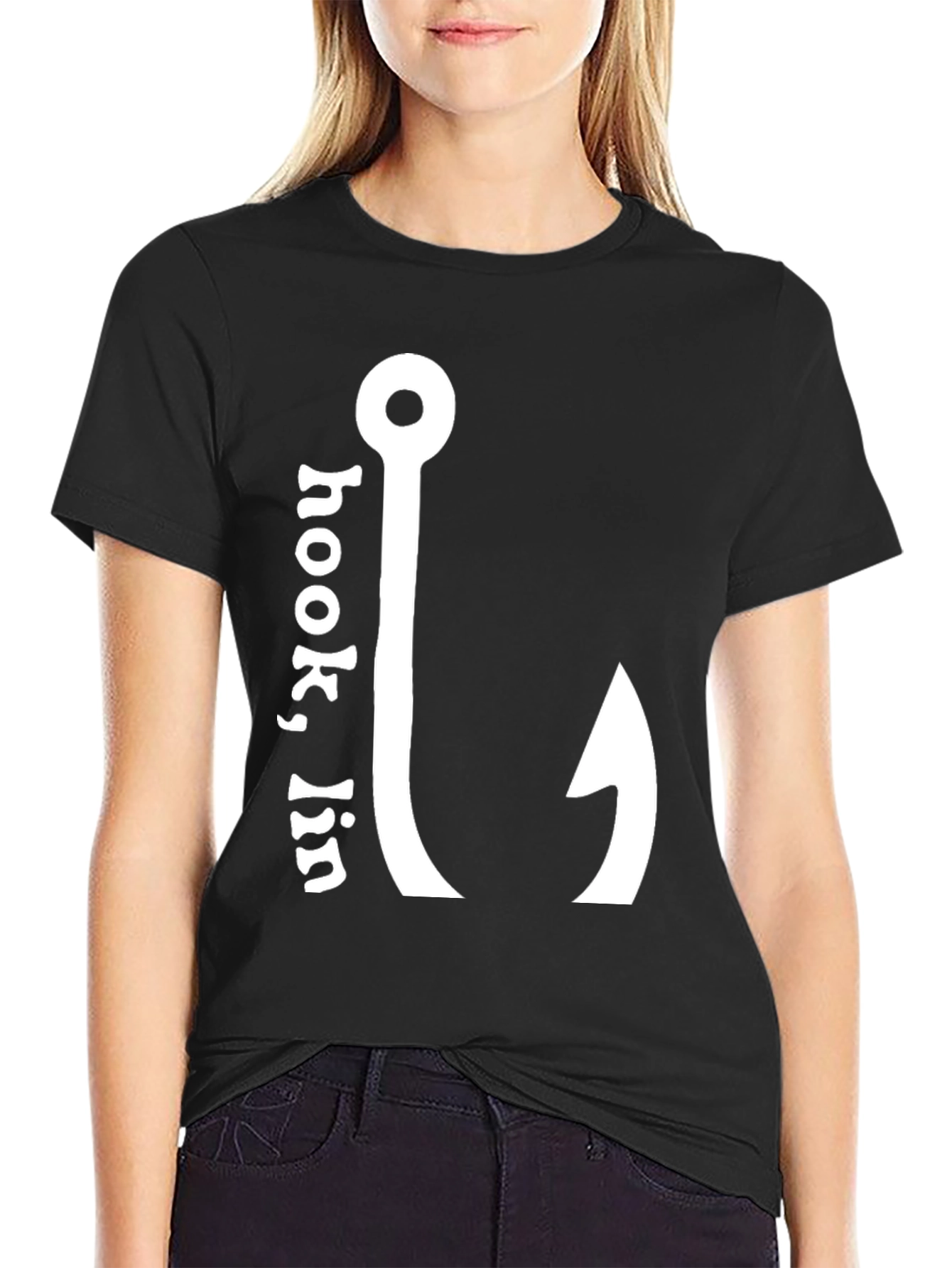 Hook Em In Fishing T-Shirt - Black