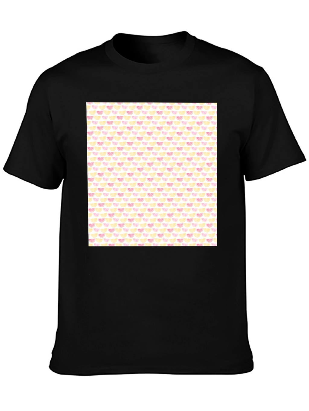 Trendy Fruit Print Black Tee
