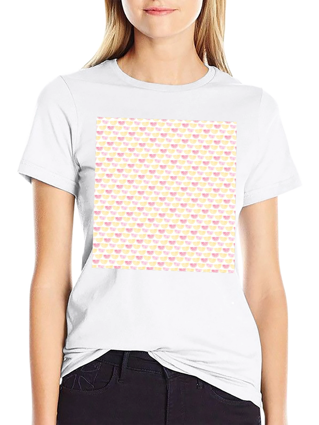 Trendy Fruit Print Black Tee