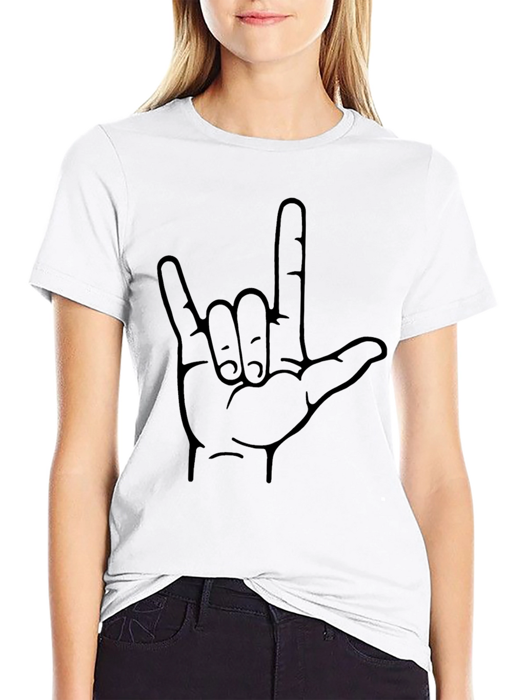 Black Graphic Tee - I Love You Sign