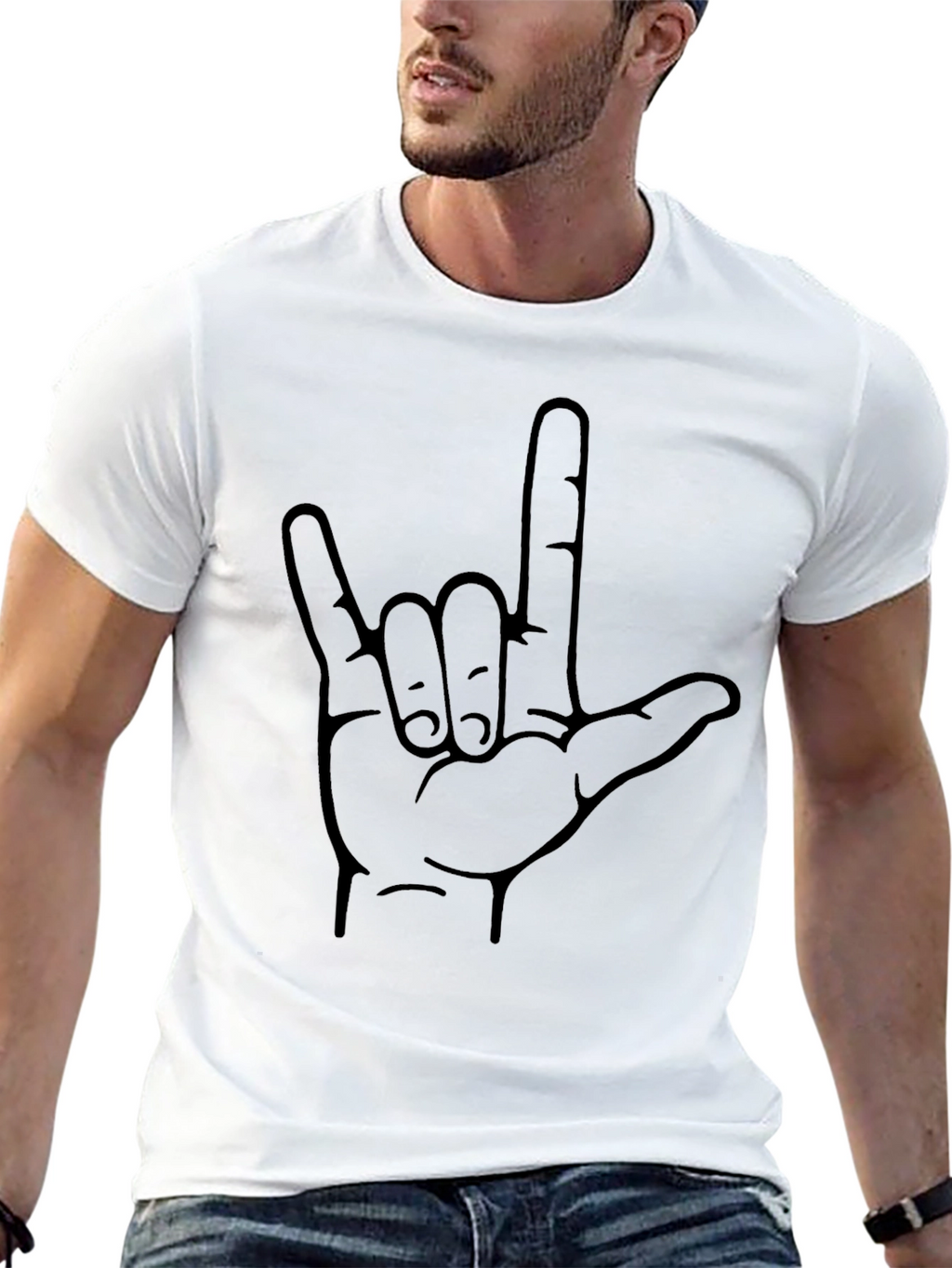Black Graphic Tee - I Love You Sign