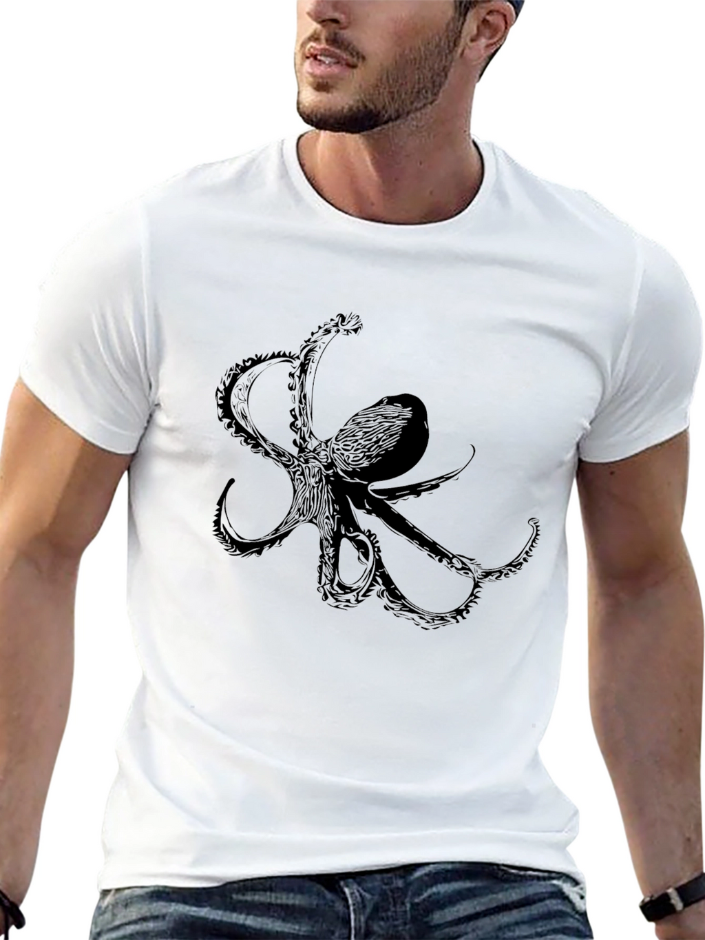 Black Octopus Graphic Tee - Mens Fashion