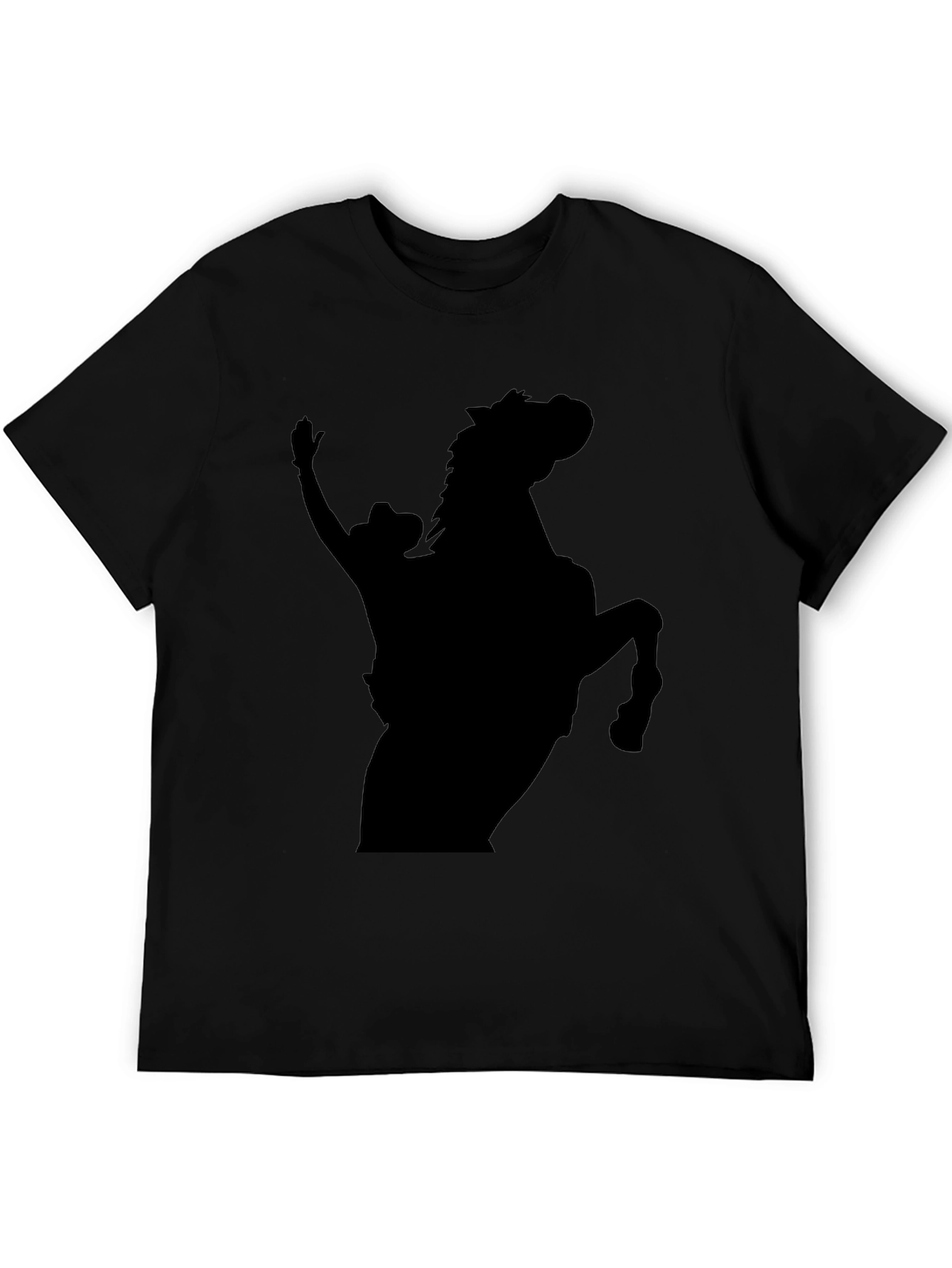 Black Cowboy and Horse Silhouette T-Shirt