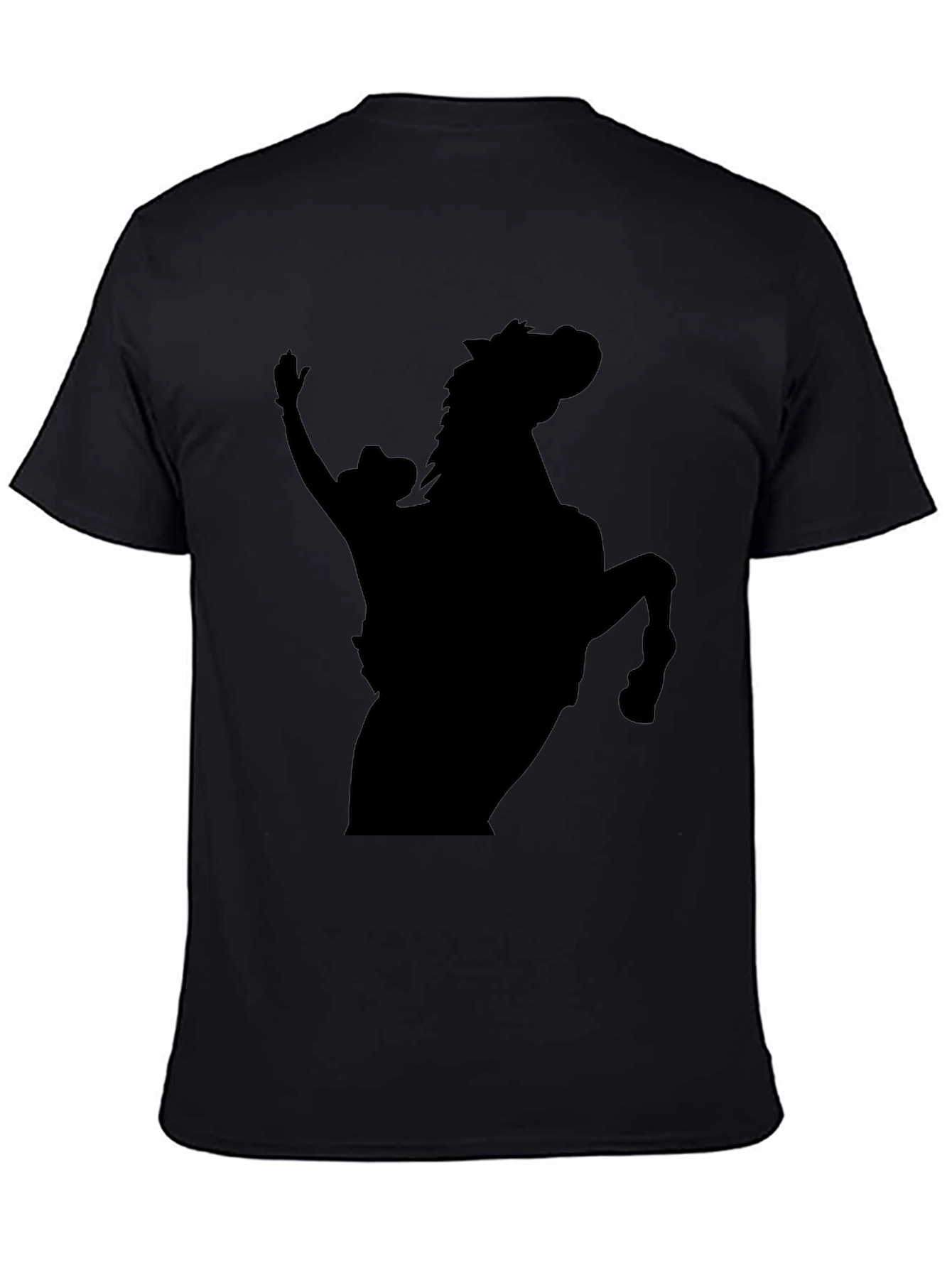 Black Cowboy and Horse Silhouette T-Shirt