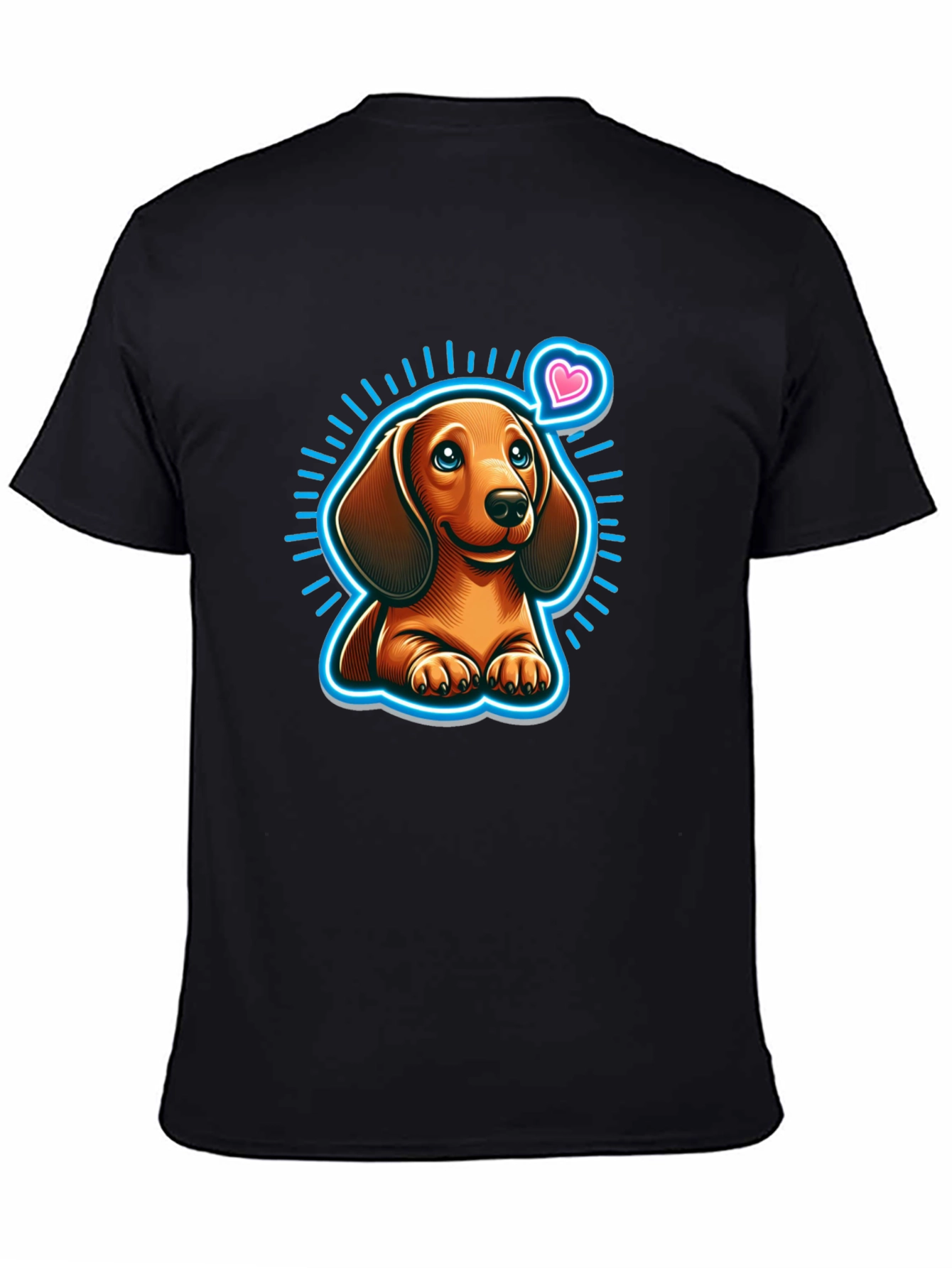 Cute Dachshund Dog Graphic Tee - Black Cotton Comfort