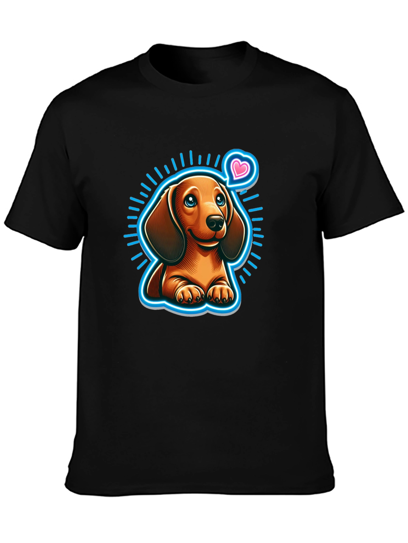 Cute Dachshund Dog Graphic Tee - Black Cotton Comfort