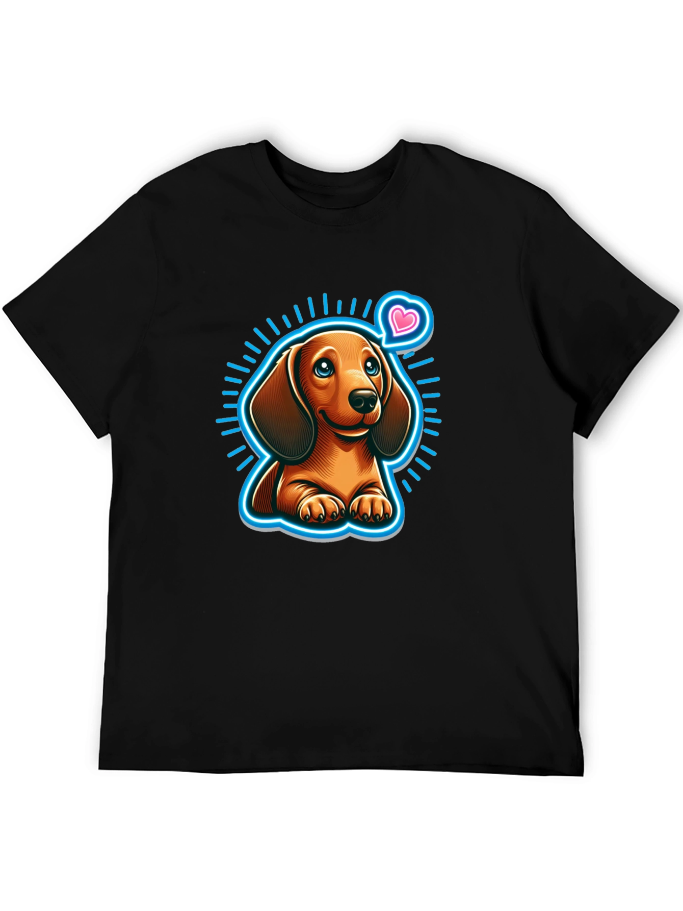 Cute Dachshund Dog Graphic Tee - Black Cotton Comfort