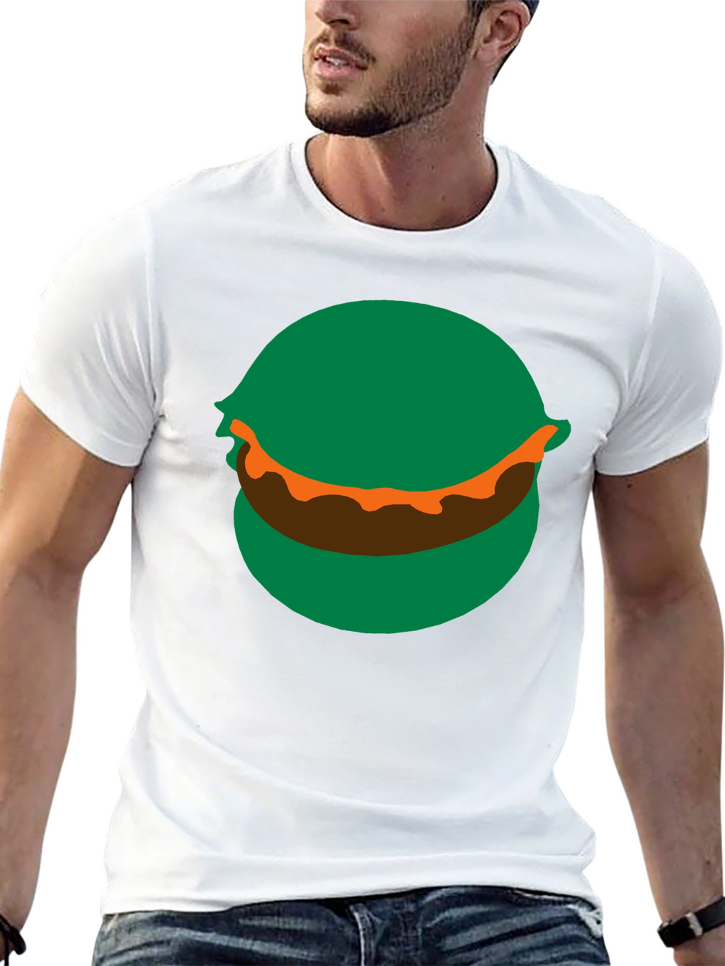 Cartoon Burger Graphic Tee - Black Crew Neck
