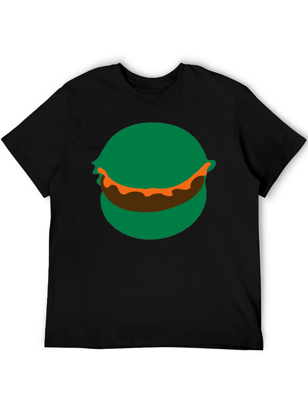 Cartoon Burger Graphic Tee - Black Crew Neck