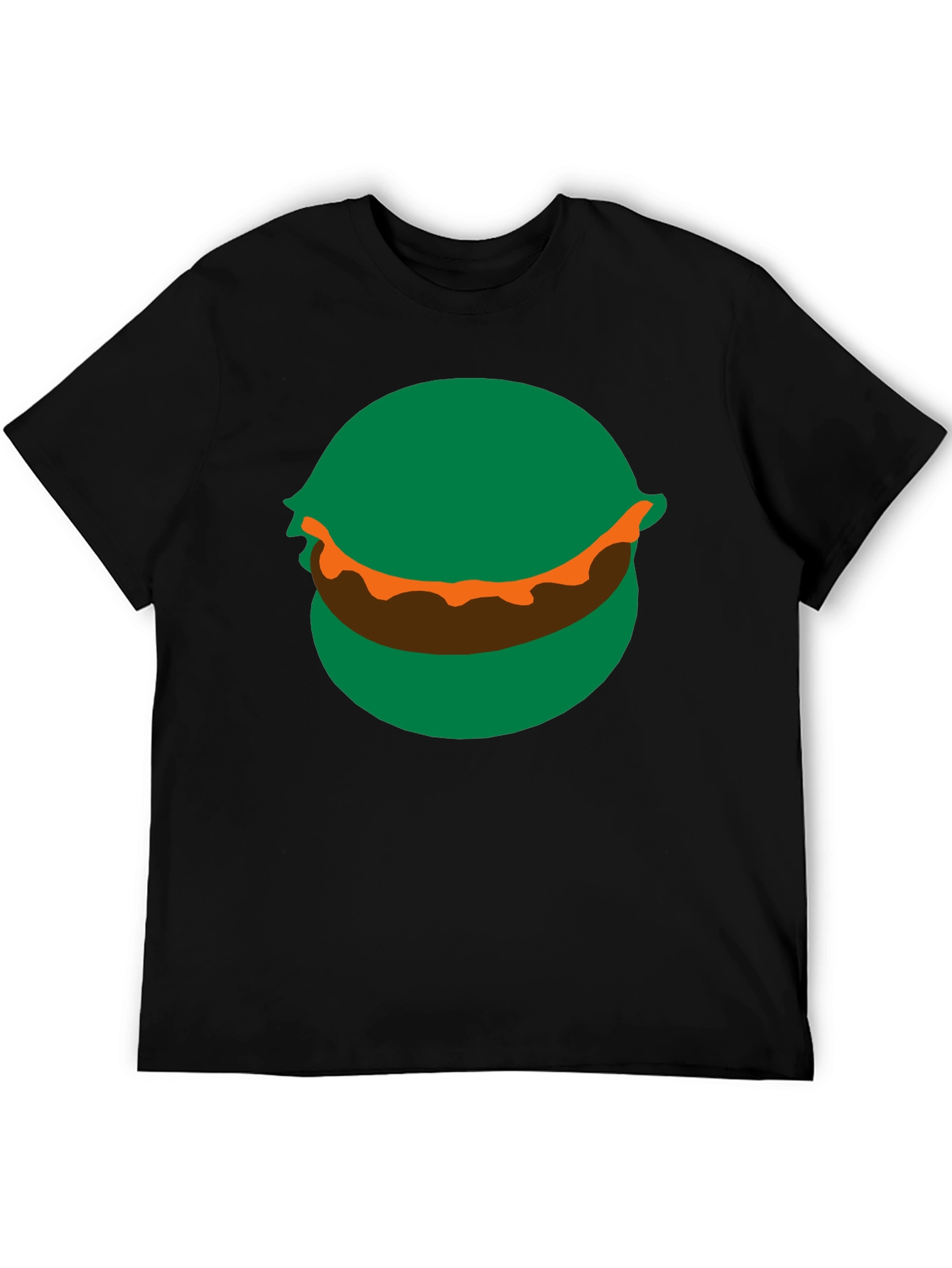 Cartoon Burger Graphic Tee - Black Crew Neck