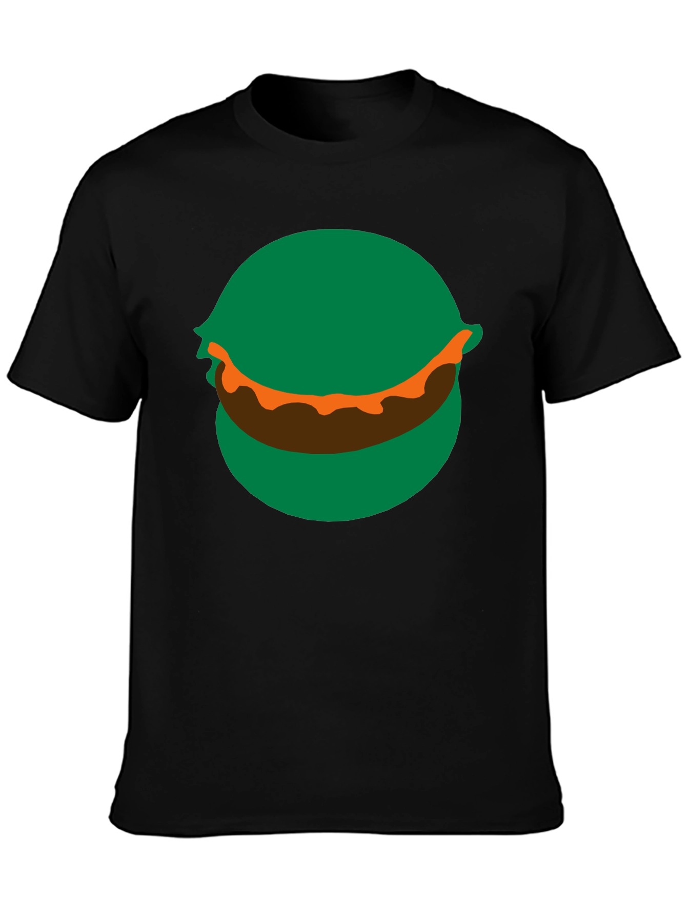 Cartoon Burger Graphic Tee - Black Crew Neck