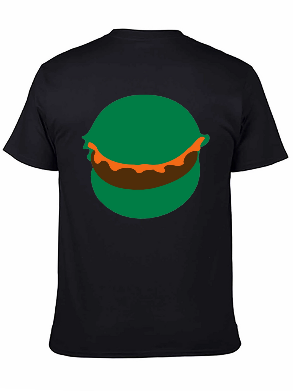 Cartoon Burger Graphic Tee - Black Crew Neck