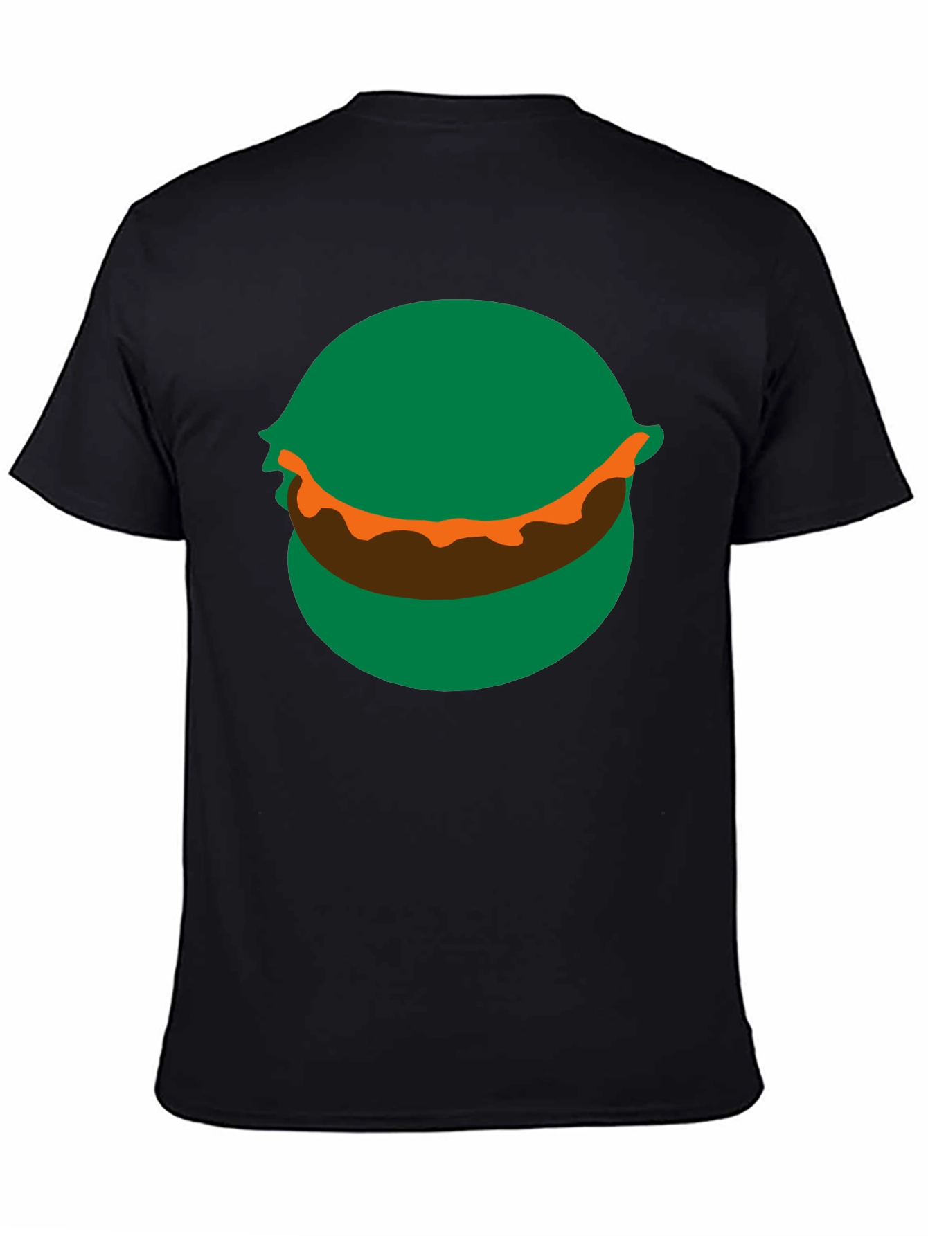 Cartoon Burger Graphic Tee - Black Crew Neck