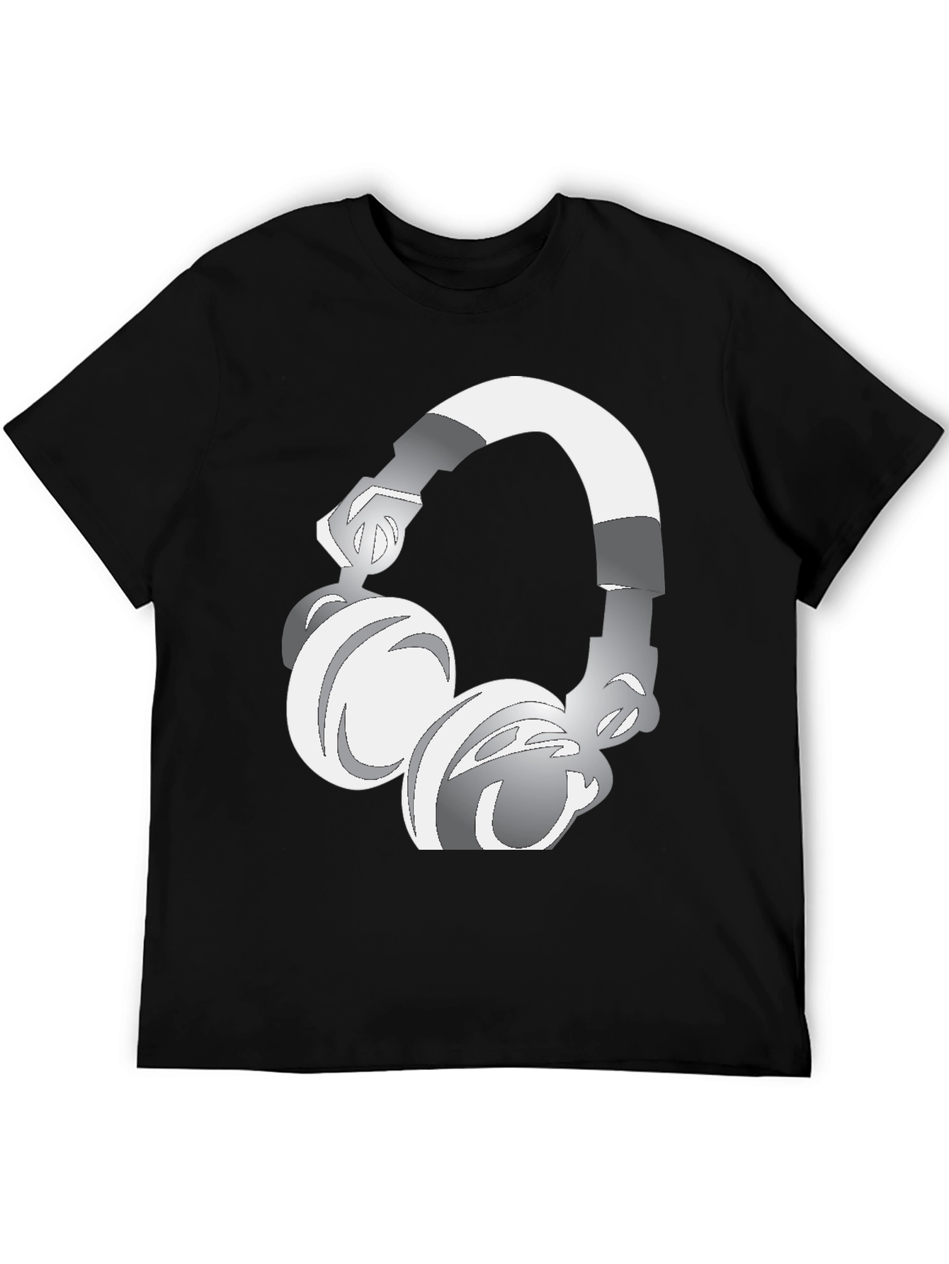Cool Graphic Tee: Silver Headphones Design