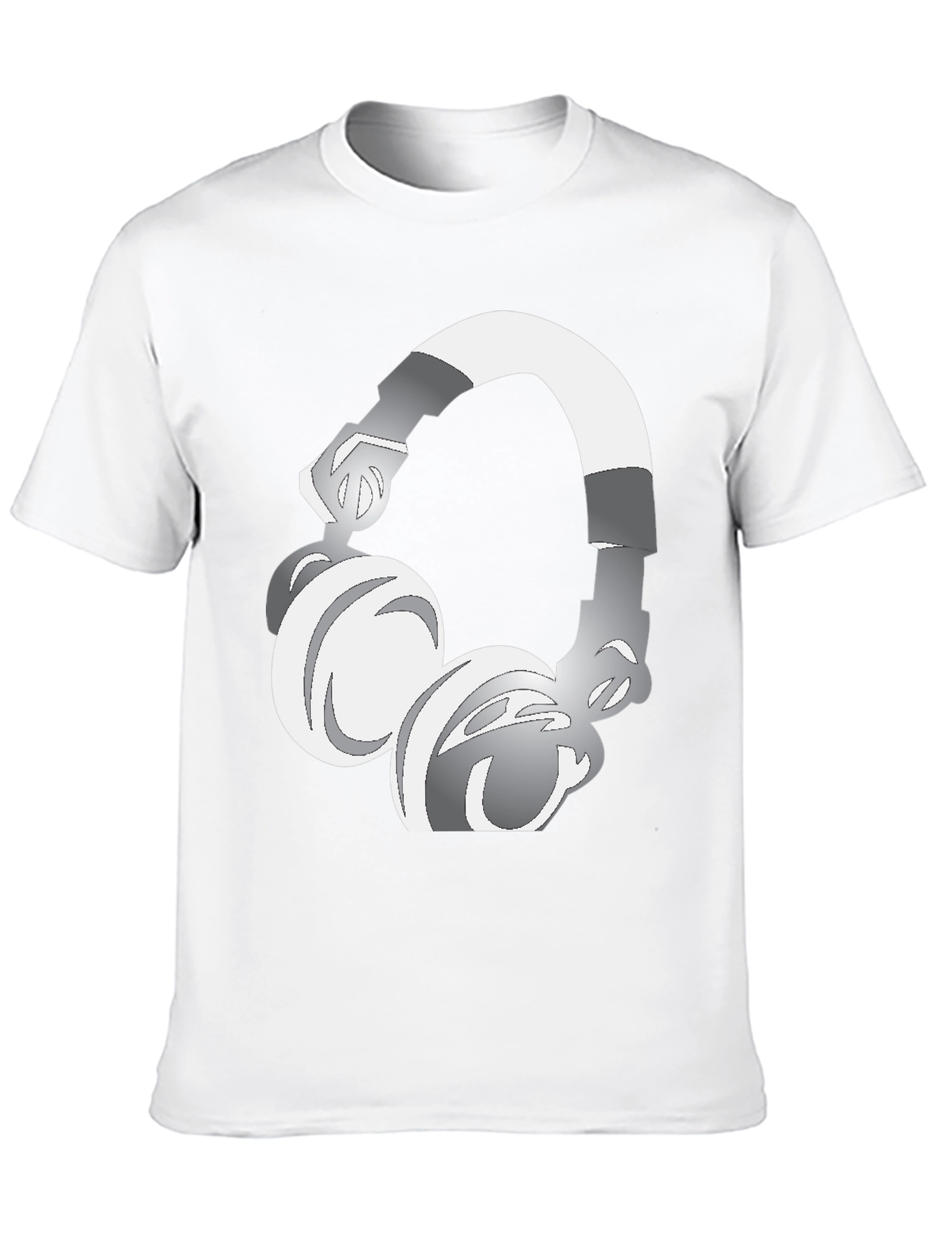 Cool Graphic Tee: Silver Headphones Design