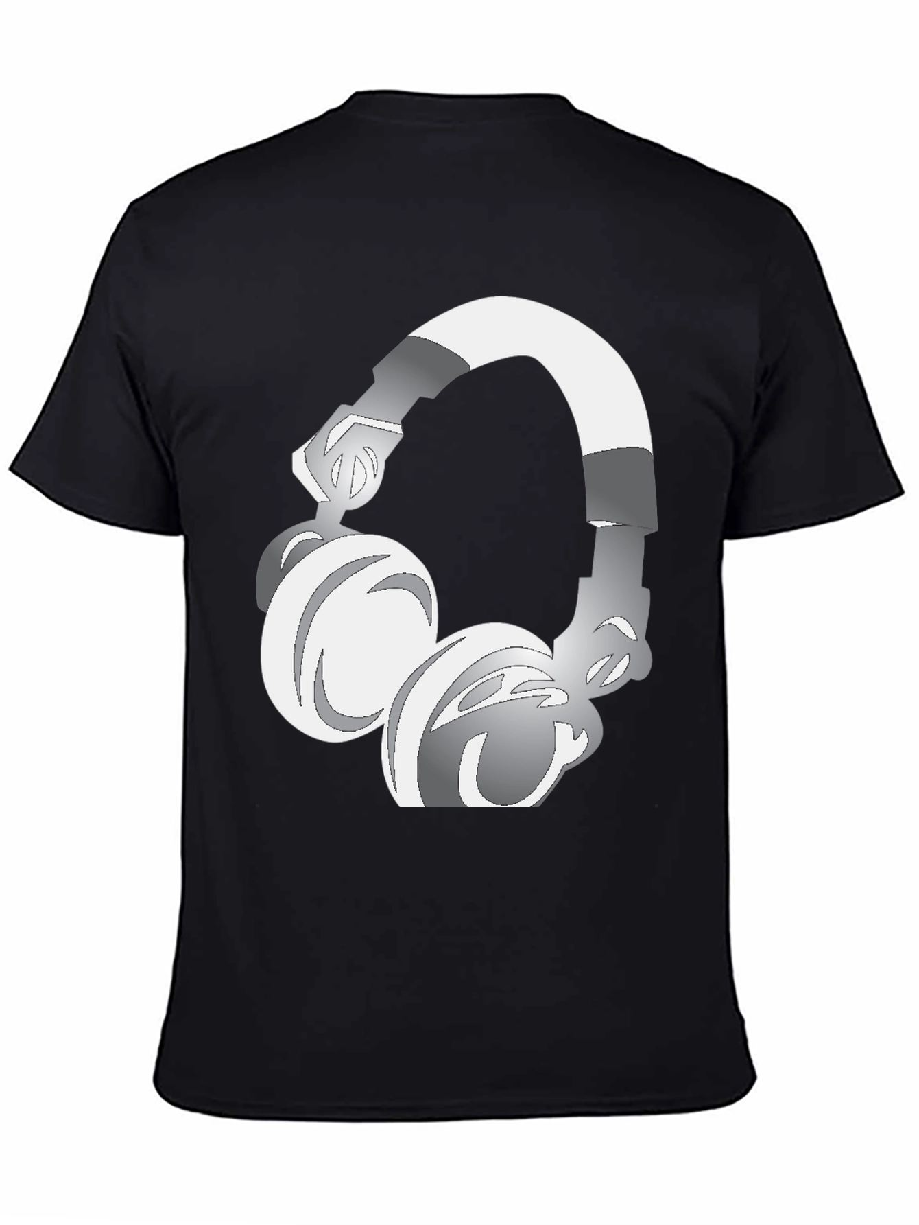 Cool Graphic Tee: Silver Headphones Design