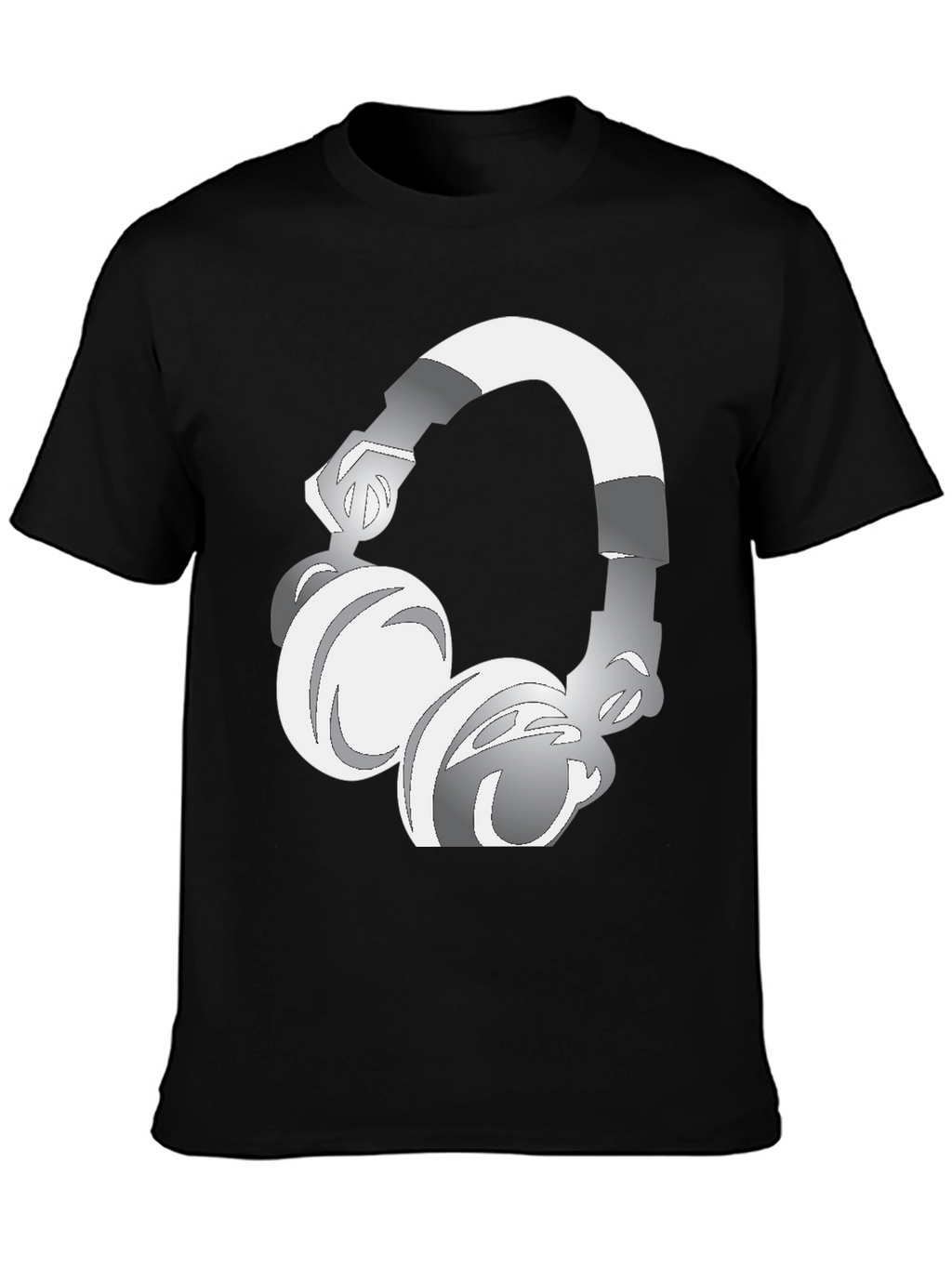 Cool Graphic Tee: Silver Headphones Design