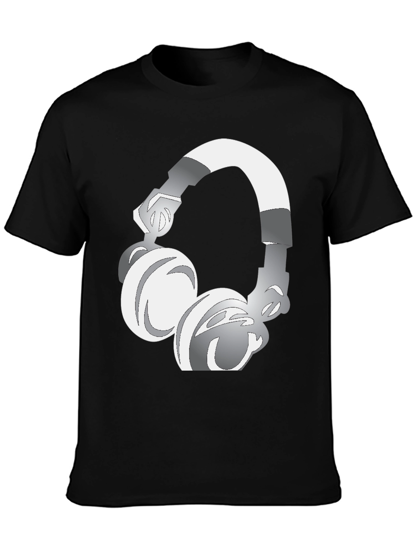 Cool Graphic Tee: Silver Headphones Design