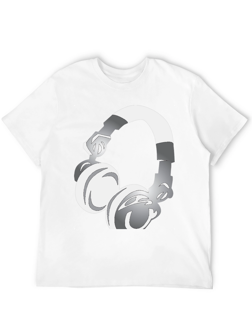 Cool Graphic Tee: Silver Headphones Design