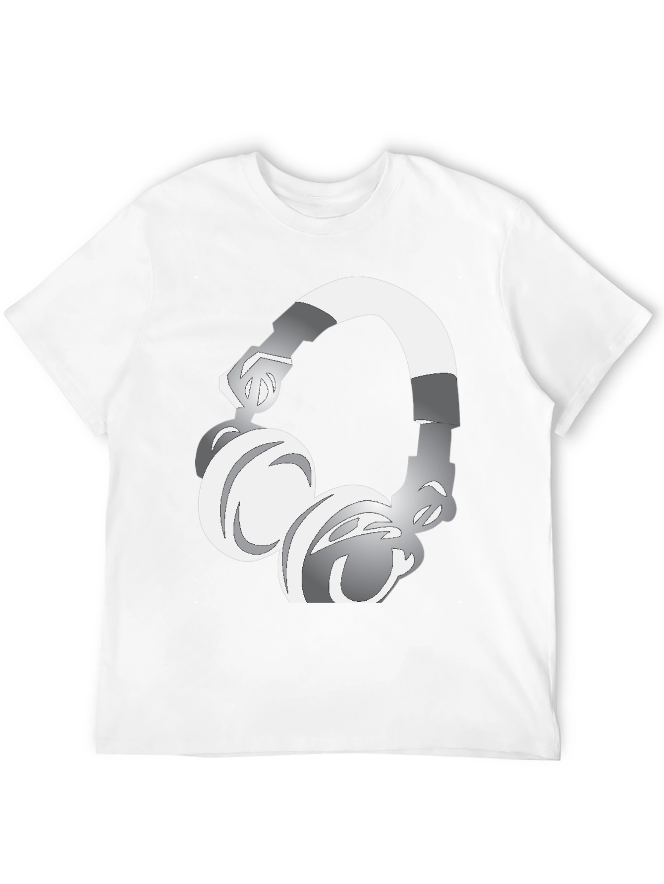 Cool Graphic Tee: Silver Headphones Design